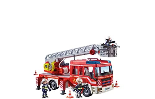 Playmobil 9463 Camion de Pompiers avec échelle pivotante - City Action - avec Trois Personnages, Un véhicule avec échelle télescopique, Module Lumineux et sonore - Intervention de Secours - Dès 4 Ans