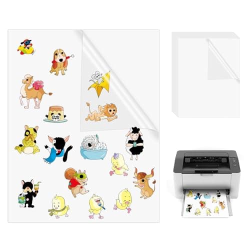 JIANTA 25 Feuilles Papier Autocollant Imprimante A4 Feuille Autocollante Imprimable de Vinyle Transparent pour l'impression d'étiquettes autocollantes pour jet d'encre et laser 210 x 297 mm