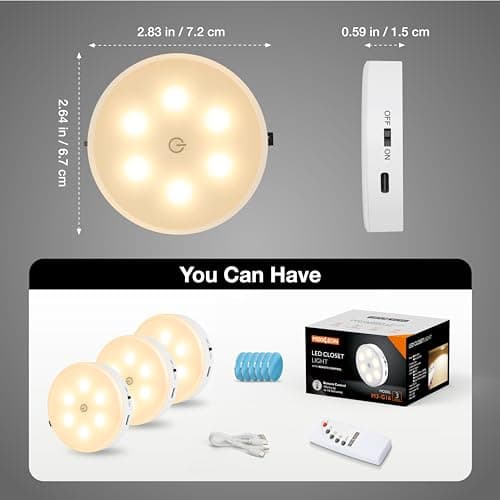 lampe LED Rechargeable USB avec Télécommandes,[Lot de 3]Veilleuse Cuisine Sans Fil Escalier,5 Niveaux de Luminosité, Magnétique,LED Sans Fil pour Cuisine,Couloir,Escalier,Placard,Lumière Chaude