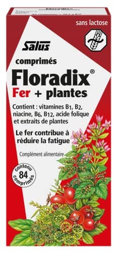 Salus Floradix Fer + Plantes - Formule Liquide Anti-Fatigue Riche en Fer - Enrichi en Vitamine C pour une Bonne Absorption - 84 comprimés