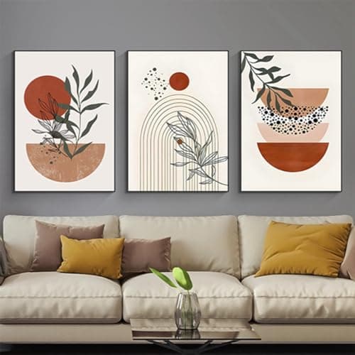 JNAOZI Images de plantes esthétiques Images décoratives Boho Images murales d'art abstrait moderne Ensemble d'affiches bohème, sans cadre (ensemble-06,40x60 cm * 3 pièces)