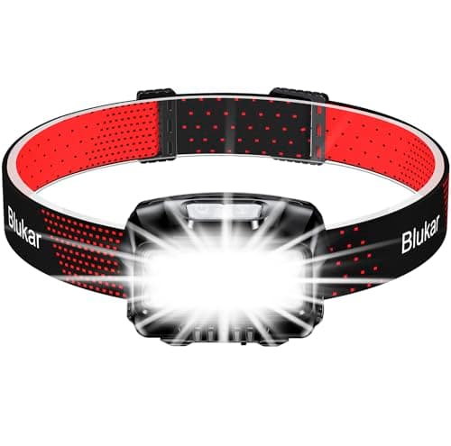Blukar Lampe Frontale Rechargeable, 2000L Super Lumineux IPX5 Étanche | Léger Torche Frontale LED Puissante avec Voyant Rouge, 8 Modes d'éclairage, Capteur Mouvement, 30H d'autonomie pour Course