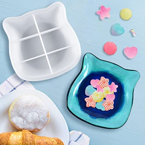 Voyyphixa Moule Plateau Silicone Résine Époxy Resin Tray Mold Moulage Boite a Bijoux Moule Résine pour DIY Assiette De Fruits Stockage de Bijoux Boite de Bonbons Rangement (Plateau de fruits)