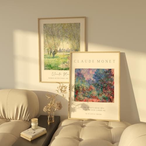 ZoeyAustin® Lot de 3 posters d'art double face - Format A3 (30 cm x 42 cm) - Élégant poster mural - 6 images murales - Images recto-verso (Monet, sans cadre - DIN A3)