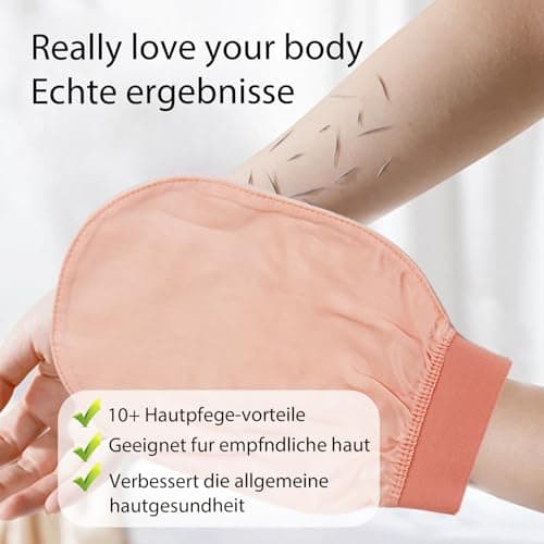 Lot de 2 gants exfoliants 3 en 1 en soie et 1 élastique pour cheveux en satin, gants exfoliants et gants 100 % soie pour enlever les peaux mortes