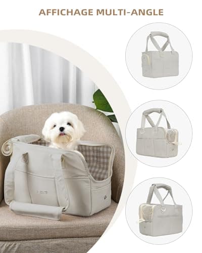 ONECUTE Sac de Transport pour Chat Chien Chiot Respirant et Pliable Sac de Voyage Sac à Bandoulière Sac à Main Chien pour Petit Animaux Capacité de Charge Jusqu'à 3 kg (Petit, Gris)