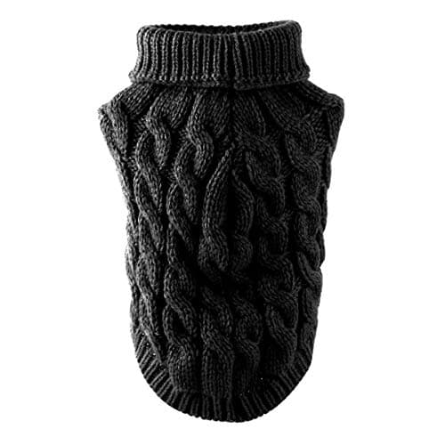 FAMKIT Manteau en Tricot à col roulé pour Chien, vêtements pour Chiens de Compagnie(Convient Uniquement aux Chiens de Petite ou Moyenne Taille // Les Grands Chiens n'achètent Pas !!) Black,M