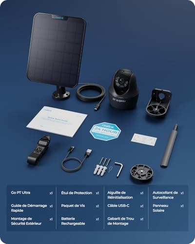 Reolink 4K/8MP LTE Camera Solaire, 4G Caméra Surveillance Extérieure sans Fil, Vision Nocturne Couleur, Détection Intelligente, Pan 355°& Tilt 140°, Go PT Ultra (Gris)+Panneau Solaire+Carte SD 32Go