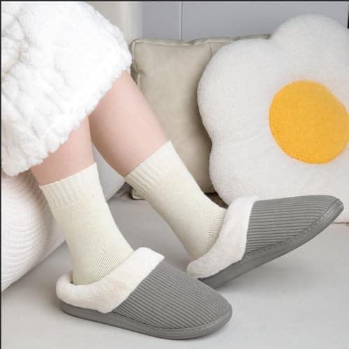 Wostock Pantoufles pour Femmes, Chaussons Femme Hiver, Chaudes et Confortables, Pantoufles en Peluche pour Femmes pour L'intérieur et L'hiver