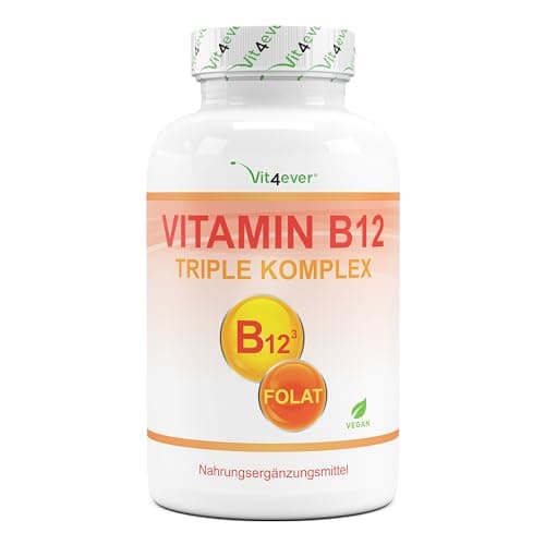 Vitamine B12-240 comprimés pour 8 mois - 500μg Vit B12 + acide folique 200μg par jour - Méthylcobalamine, adénosylcobalamine & hydroxocobalamine B12 + acide folique bioactif Quatrefolic®