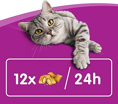 WHISKAS LES IRRESISTIBLES Friandises pour Chat Poulet & Fromage - 10 Boîtes de 105g Refermables pour une Meilleure Conservation, Sans Arômes Artificiels, Idéal pour Partager un Moment de Complicité