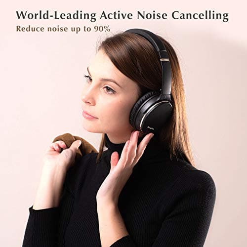 Srhythm NC35 Casque Bluetooth sans Fil V5.0 à Réduction de Bruit Active Léger et Pliable, Circum-auriculaire à Charge Rapide avec Microphone, Méga Basse, 50H de Jeu