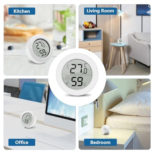 Lot Thermometre Interieur Maison, 2 Pièces Mini LCD Digital Thermometre Hygrometre Barometre Interieur, Mesure Precision Mural Petit Thermomètre d'intérieur pour Chambre Bebe, Culture and Cave, Blanc