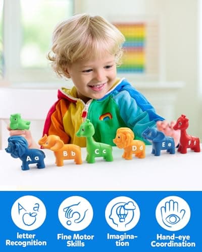 Coogam ABC Animal Alphabet Matching Game, 26PCS majuscule et minuscule, jouets sportifs fins, jouets d'apprentissage pré-scolaire pour les enfants de 2 3 4 ans