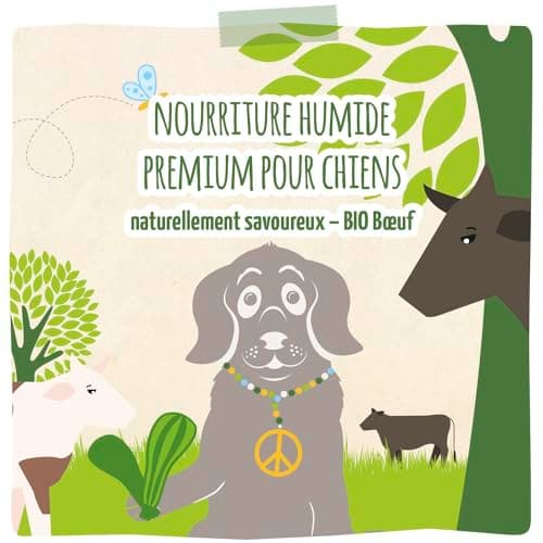 MjAMjAM - Nourriture Humide Premium pour Chiens - naturellement délicieux - Bio Boeuf aux courgettes,Paquet de 6 (6 x 800g), sans céréales avec Extra Viande