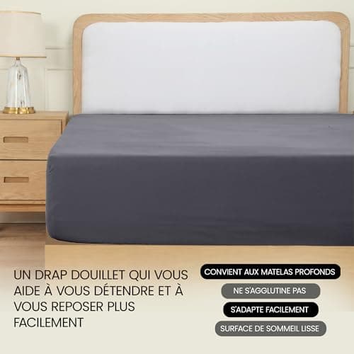 Utopia Bedding Drap Housse - Gris, 160 x 200 cm - Coupes de 35 cm pour Matelas épais - Polyester Microfibre brossée