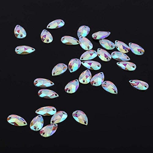 200Pcs pour Vetement, AB Gemmes Acrylique Clair Cristal à Coudre, Thermocollant pour Vetement(Multicolore)