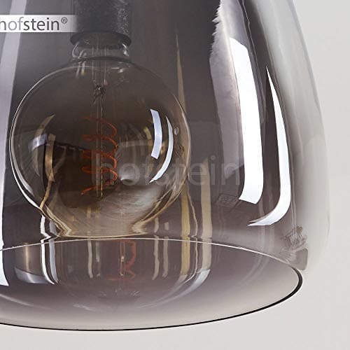 Suspension Francisco en métal anthracite et verre fumé, élégante lampe pendante retro-design idéale dans un salon moderne, pour 3 ampoules E27, ampoule(s) non incluse(s)