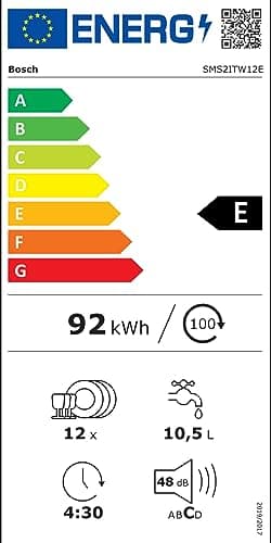 Bosch SMS2ITW12E - Série 2, Lave-vaisselle pose libre - 60cm - Home Connect - 12 couverts - Moteur EcoSilence - Blanc