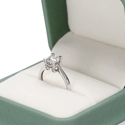 Oirlv Matcha Vert Pu Cuir Boîte à Bagues Boîte à Bijoux pour Mariage,Suggestion,Anniversaire,Saint Valentin,Centre Commercial Compteur Bijoux Présentoir