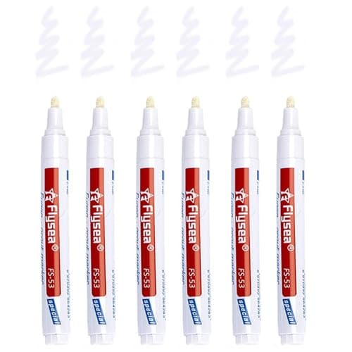 Stylo à Coulis, 6 Pièces Grout Pen, Stylo pour Coulis Tile Grout Stylos Restaurateur Jointoiement Stylo Réparation Marqueur Mur Salle De Bain Plancher Cuisine - Blanc