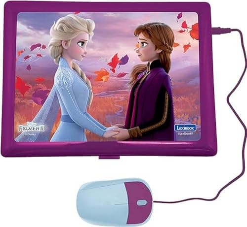 Lexibook Disney Frozen La Reine des Neiges 2-Ordinateur Éducatif Bilingue Français/Néerlandais-Jouet Filles avec 124 Activités pour Apprendre, S'amuser et Jouer du Piano-Bleu/Violet, JC598FZi10