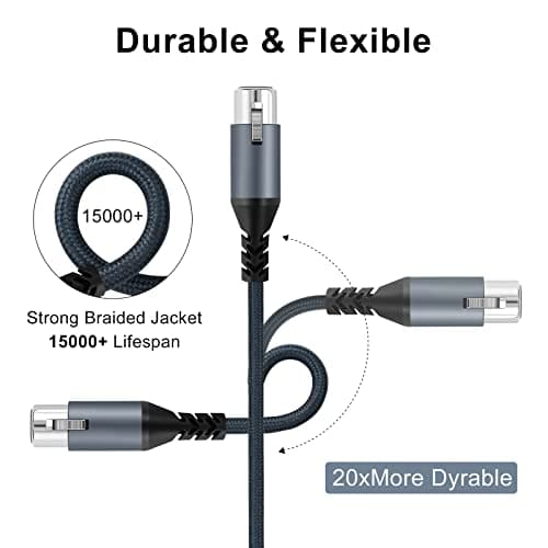 Twozoh Cable XLR Professionnel 3M, Tressé Câble Audio HiFi équilibré 3 broches XLR Mâle vers XLR Femelle