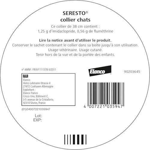 Seresto Collier Chats – Collier anti puces et anti tiques pour chat – Collier Seresto pour chat avec protection longue durée de 7 à 8 mois – Gris