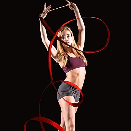 Trimming Shop Ruban de Gymnastique Rythmique avec bâton de Danse virevoltant pour Enfants, Danse Artistique, activités d'entraînement de Gymnastique, 4 mètres, 5 Couleurs Assorties