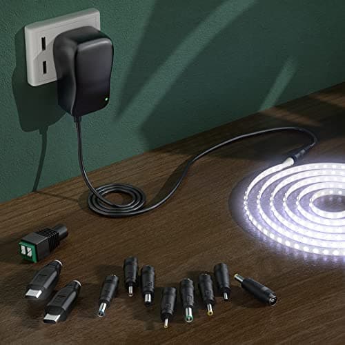 SoulBay 41W AC/DC Universal Adapter 24V / 20V / 18V / 15V / 12V / 9V / 6V Chargeur Transformateur d'alimentation avec 11 Pointes Contient des fiches USB-C, pour l'électronique Domestique, 2000mA Max