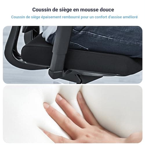 MELOKEA Fauteuil Bureau 200 KG, Personnes de Grande Taille (165-202 cm), Verrouillage à 3 Positions, Accoudoirs 3D Extra-Larges, Support Lombaire Dynamique, Chaise de Bureau XXL 200 KG, Norme EN 12520