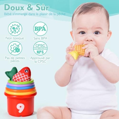 Yitical Jouet Bebe 1 an, Montessori Pêche a la Ligne Jeux pour Enfant 1 2 Ans, Educatif Jouet Bébé, Cadeau pour Fille Garcon 1-3 Ans 6 12 18 Mois