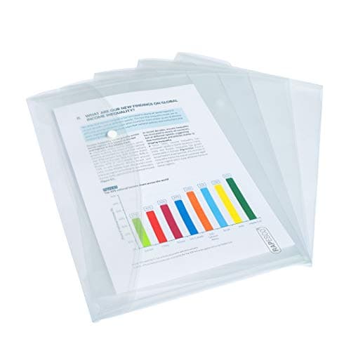 Rapesco 0695 Pochette à Bouton Pression, A4+ / Papier Ministre, Transparent, Lot de 5