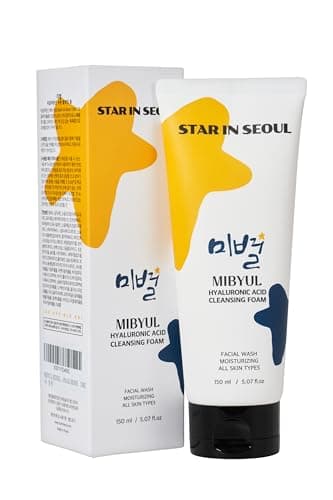 [STAR IN SEOUL] MIBYUL MOUSSE NETTOYANTE À L'ACIDE HYALURONIQUE, 150ml, Nettoyant hydratant, recommandé pour les peaux sèches/sensibles, Nettoyant coréen pour soins de la peau végan.
