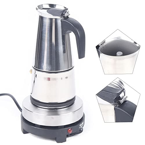 Fichiouy 300 ml Portable Espresso Cafetière Moka Pot En Acier Inoxydable avec Cuisinière Électrique Filtre Percolateur Café Brasseur Bouilloire Pot