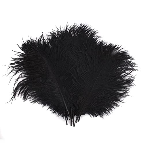 LSGGTIM Lot de 100 plumes d'autruche douces de 15 à 20 cm - Plumes de mariage naturelles - Plumes décoratives pour décoration de mariage, fête, décoration de table à la maison - Noir