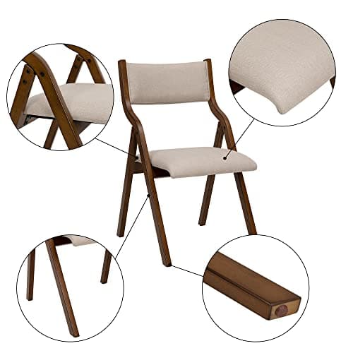 Ball & Cast Juego de 2 sillas de comedor plegables, Silla de oficina plegable Con estructura de Madera, sillas de cocina tapizadas portátiles Para actividades al Aire Libre, Color Gris Pardo