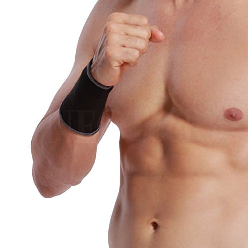 NEOtech Care Protège-poignet de marque Ultra léger, élastique et respirant - Compression moyenne - Bracelet pour tennis, golf, gym, sport (Noire, Taille M, 1 unité)