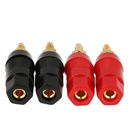 AILOOCEDI Lot de 4 Prises Banane, Borne de Liaison de Haut-Parleur Audio Noir et Rouge pour Connecteur Adaptateur Prise Banane avec Borne de Fiche Banane de 4 Mm, Installation Facile des