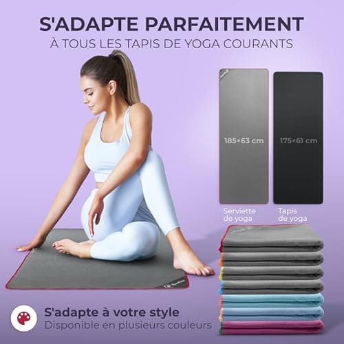 NirvanaShape Serviette de Yoga antidérapante | Serviette de Hot Yoga à Picots antidérapants | Serviette de Yoga hygiénique-À Poser sur Le Tapis de Yoga [ 185 x 63 cm ]