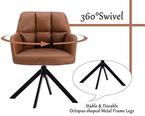 Wahson Chaise de Bureau, Fauteuil de Bureau en Cuir PU Fauteuil Bureau avec Pied Métal, Chaise Bureau Erconomique pour Salon et Chambre, Marron