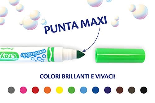 Crayola-12 Feutres lavables à Pointe Maxi en Fibre Super résistante, 58-8340