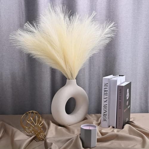 30 Pièces Jaune Pâle Herbe de la Pampa, Fleurs Séchées, Décoration Pampa Sechees, Pampa Herbe, Décoration Fleur Sechees, Pampa pour Mariage, Maison, Salon, Décor Bohème