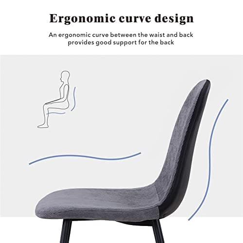 GOLDFAN Table a Manger avec 4 Chaises,Ensemble de Table à Manger Noir avec 4 Chaises,Table en Verre Trempé Moderne avec 4 Chaises en Tissu Confortable Gris,110cm