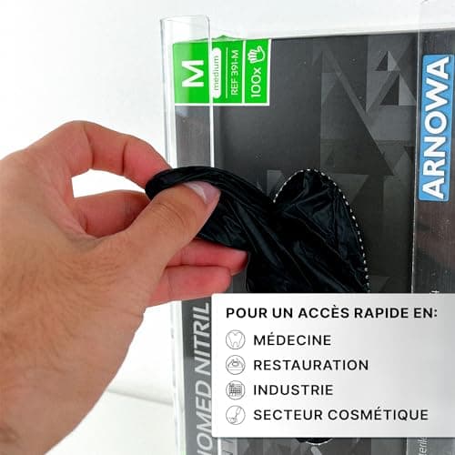 ARNOMED Support gant pour gants jetables, 1 support de gants jetables pour 1 boîte, support mural pour gants jetables, distributeur de gants transparent en acrylique en 24,6 x 10,6 x 13,5cm