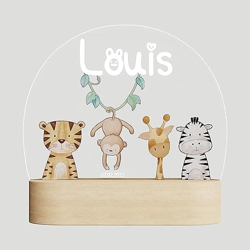 Giftove Veilleuse Bébé Personnalisé avec Prénom & Date - Cadeau Naissance Garcon et Fille Original - Idee Cadeau de Nouveau né & Bapteme - Cadeau Bebe Naissance - Deco Chambre Bebe/Enfant - Lampe Bebe