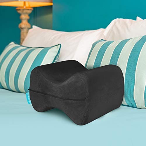 bonmedico Oreiller Ergonomique de Genoux pour Dormir sur Le côté, Oreiller Repose-Jambe en Mousse à mémoire de Forme, Noir