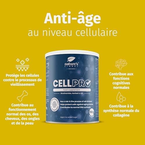 Nature's Finest Cell PRO | Formule Anti-Âge Avancée | Nourrit et rajeunit la peau | Prend en charge la santé et la vitalité cellulaires optimales | Végétalien | Qualité testée par des tiers