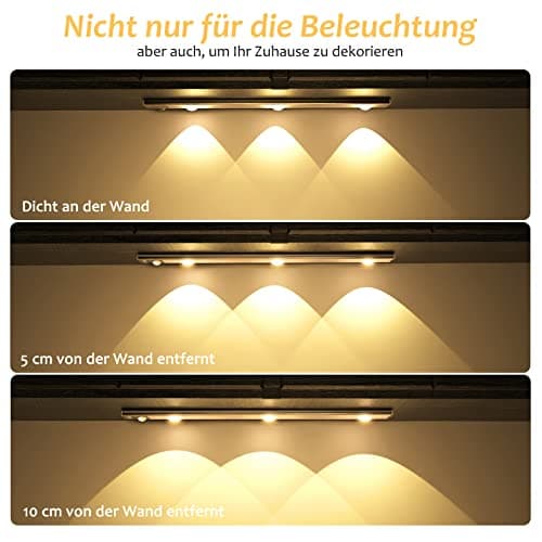 OUILA 30cm Lampe de Placard à Détecteur de Mouvement, Dimmable Rechargeable USB Sans Fil LED Lamp 3000K-6000K Éclairage étude Cuisine Veilleuse Armoire Escalier Couloir Lampe