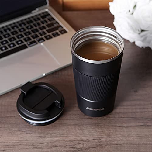 GEMFUL Mug Isotherme Cafe Tasse de Voyage pour café Chaud et Froid Lait et thé 510ml